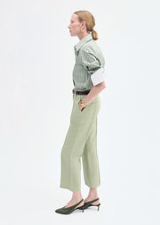 Fitted Shirt in Striped Poplin - Green and White - CO Collections